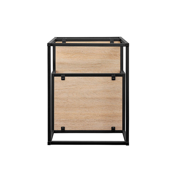 Walker Edison - Modern Minimal Side Table with Floating Shelves - Coastal Oak_9