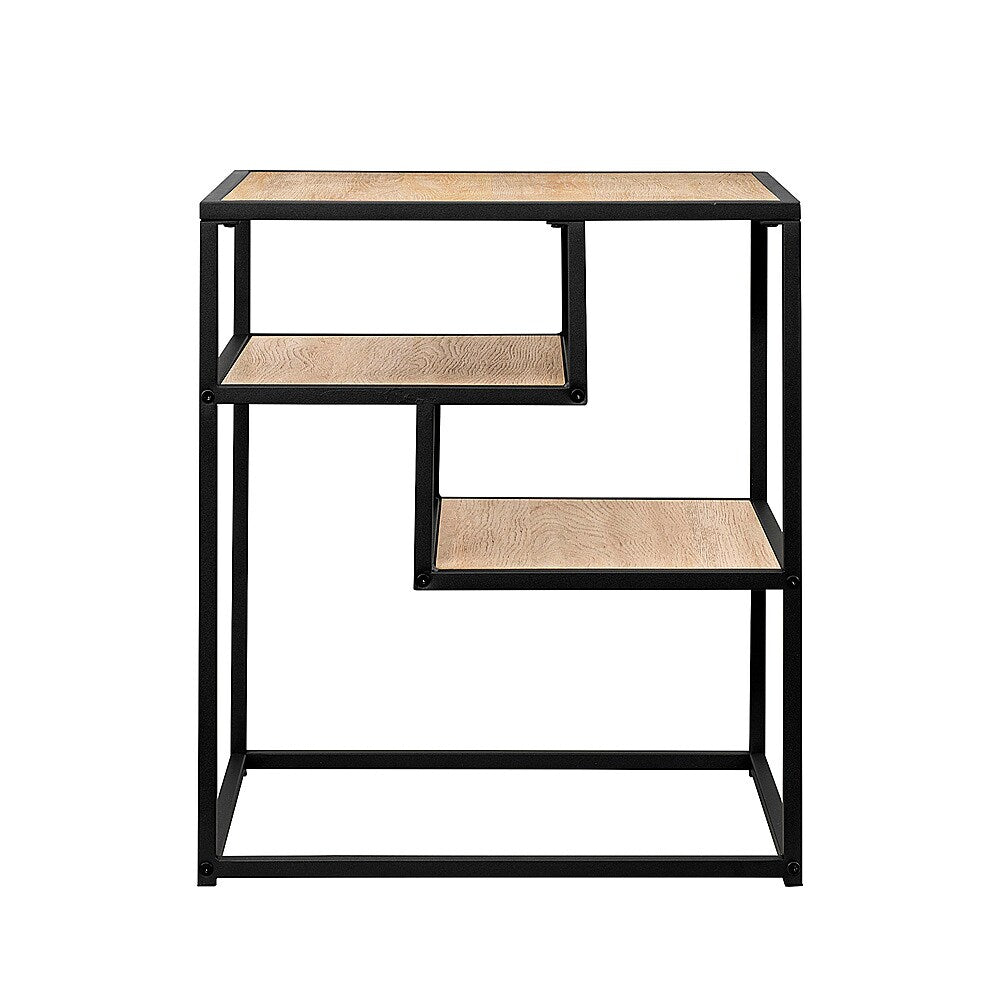 Walker Edison - Modern Minimal Side Table with Floating Shelves - Coastal Oak_8