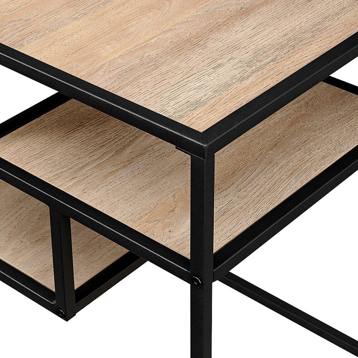 Walker Edison - Modern Minimal Side Table with Floating Shelves - Coastal Oak_7