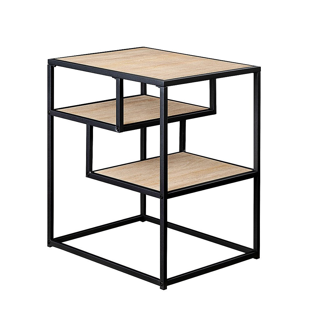 Walker Edison - Modern Minimal Side Table with Floating Shelves - Coastal Oak_3