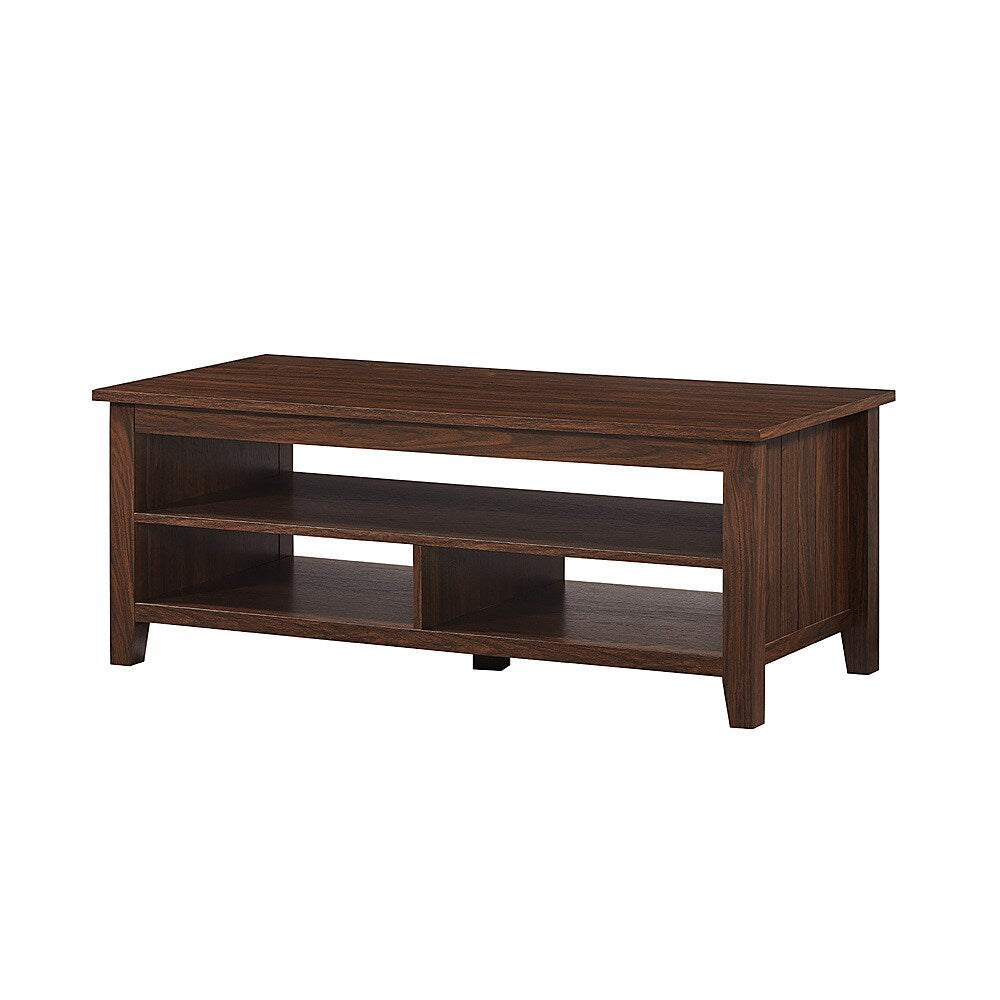 Walker Edison - Coastal Grooved-Panel Storage Coffee Table - Dark Walnut_1