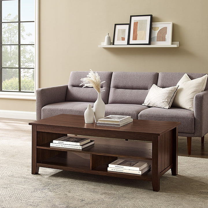 Walker Edison - Coastal Grooved-Panel Storage Coffee Table - Dark Walnut_10