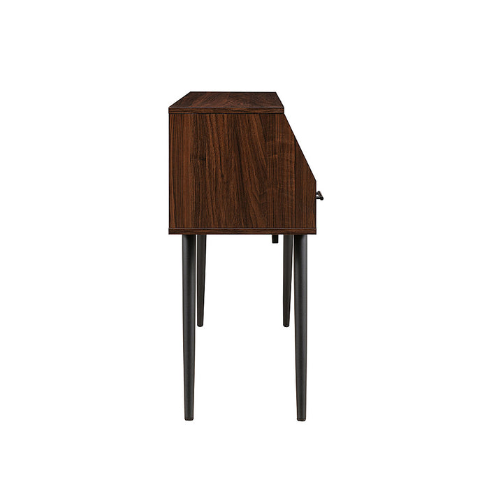 Walker Edison - Contemporary 2-Drawer Entry Table with Glass Shelves - Dark Walnut/Black_9