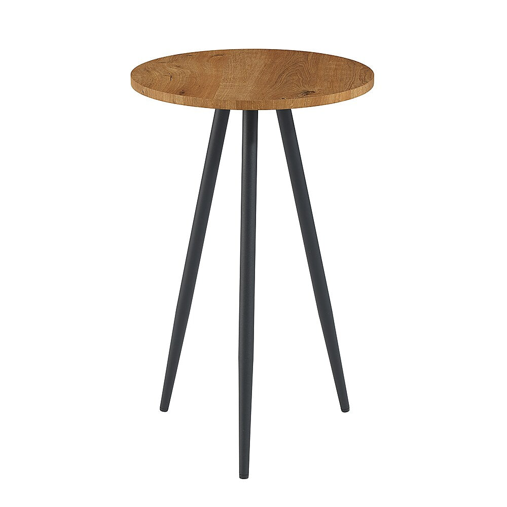 Walker Edison - Modern Glam Minimal Round Side Table - English Oak/Black_1