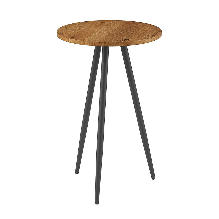 Walker Edison - Modern Glam Minimal Round Side Table - English Oak/Black_0