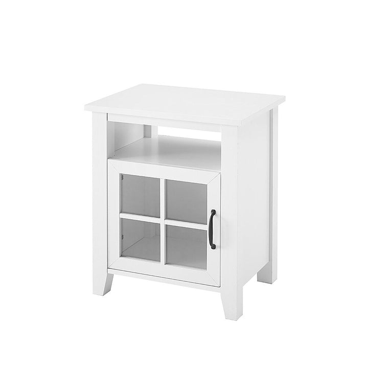 Walker Edison - Classic Glass-Door Side Table with Cubby - Solid White_1