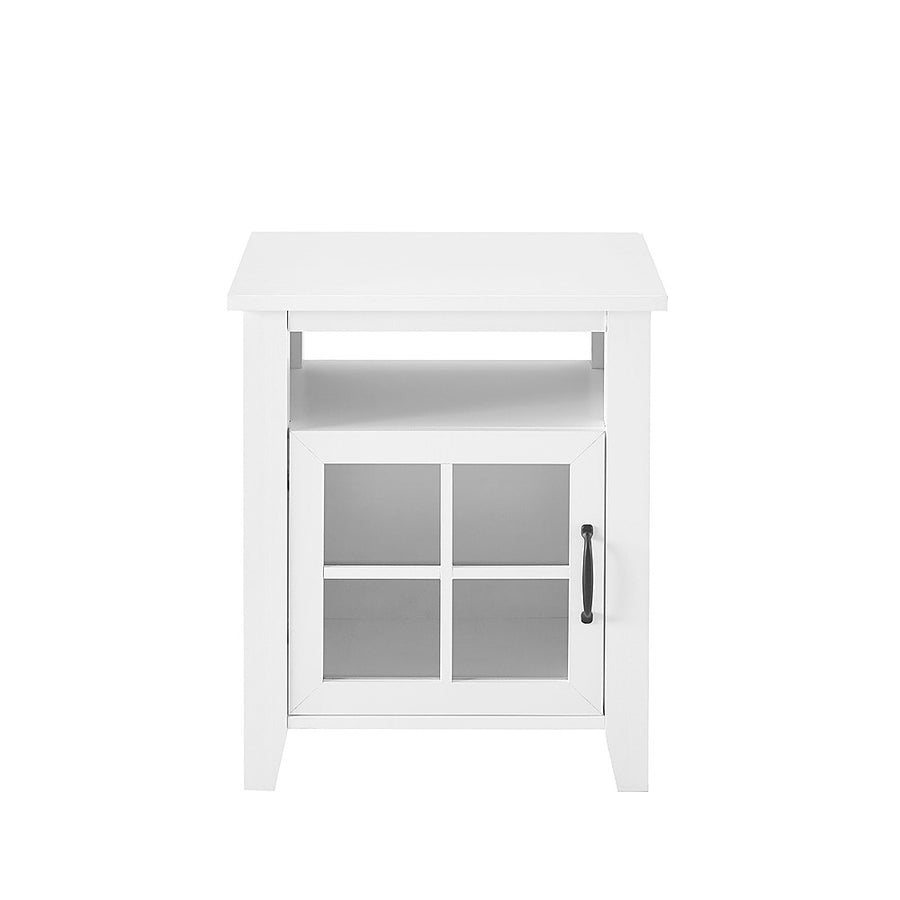 Walker Edison - Classic Glass-Door Side Table with Cubby - Solid White_0