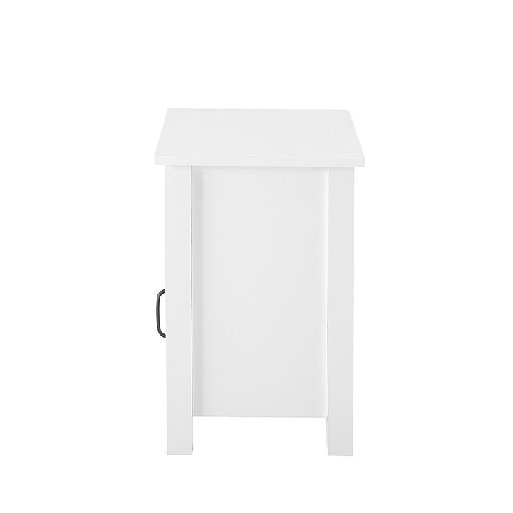 Walker Edison - Classic Glass-Door Side Table with Cubby - Solid White_9