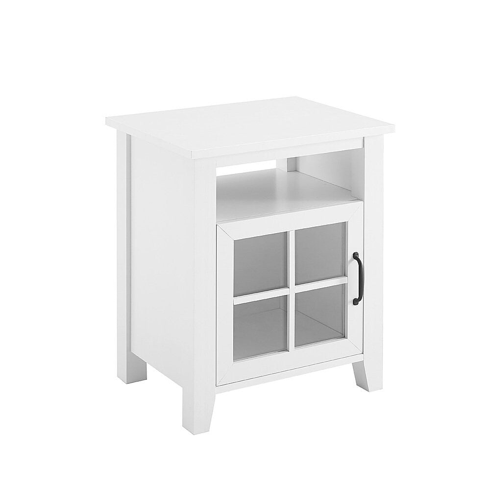 Walker Edison - Classic Glass-Door Side Table with Cubby - Solid White_4