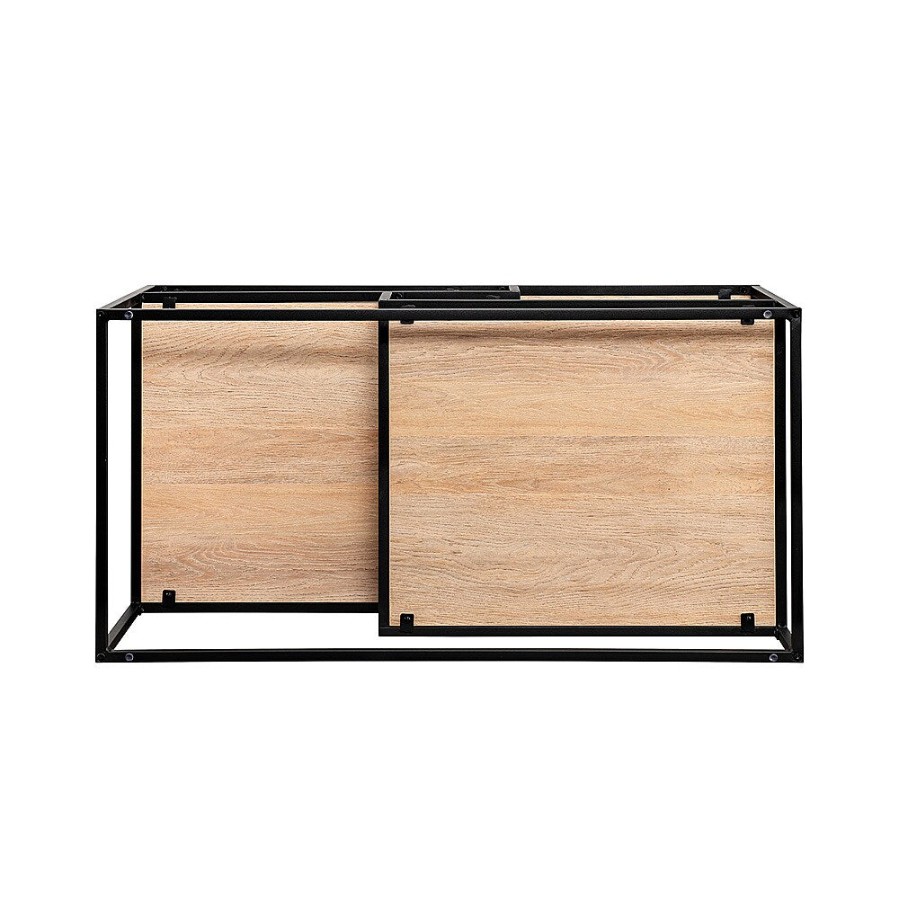 Walker Edison - Modern Minimal Coffee Table with Floating Shelves - Coastal Oak_9