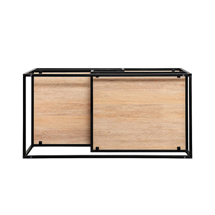 Walker Edison - Modern Minimal Coffee Table with Floating Shelves - Coastal Oak_9