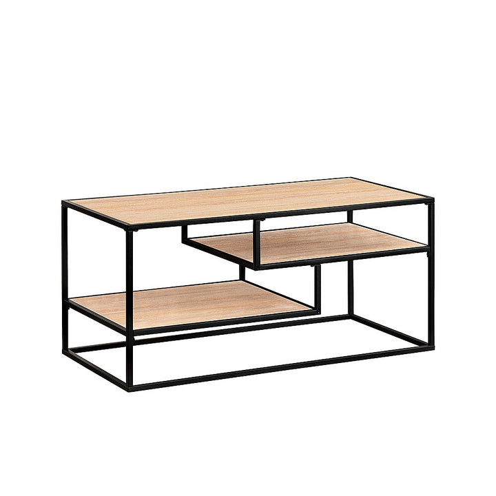 Walker Edison - Modern Minimal Coffee Table with Floating Shelves - Coastal Oak_3