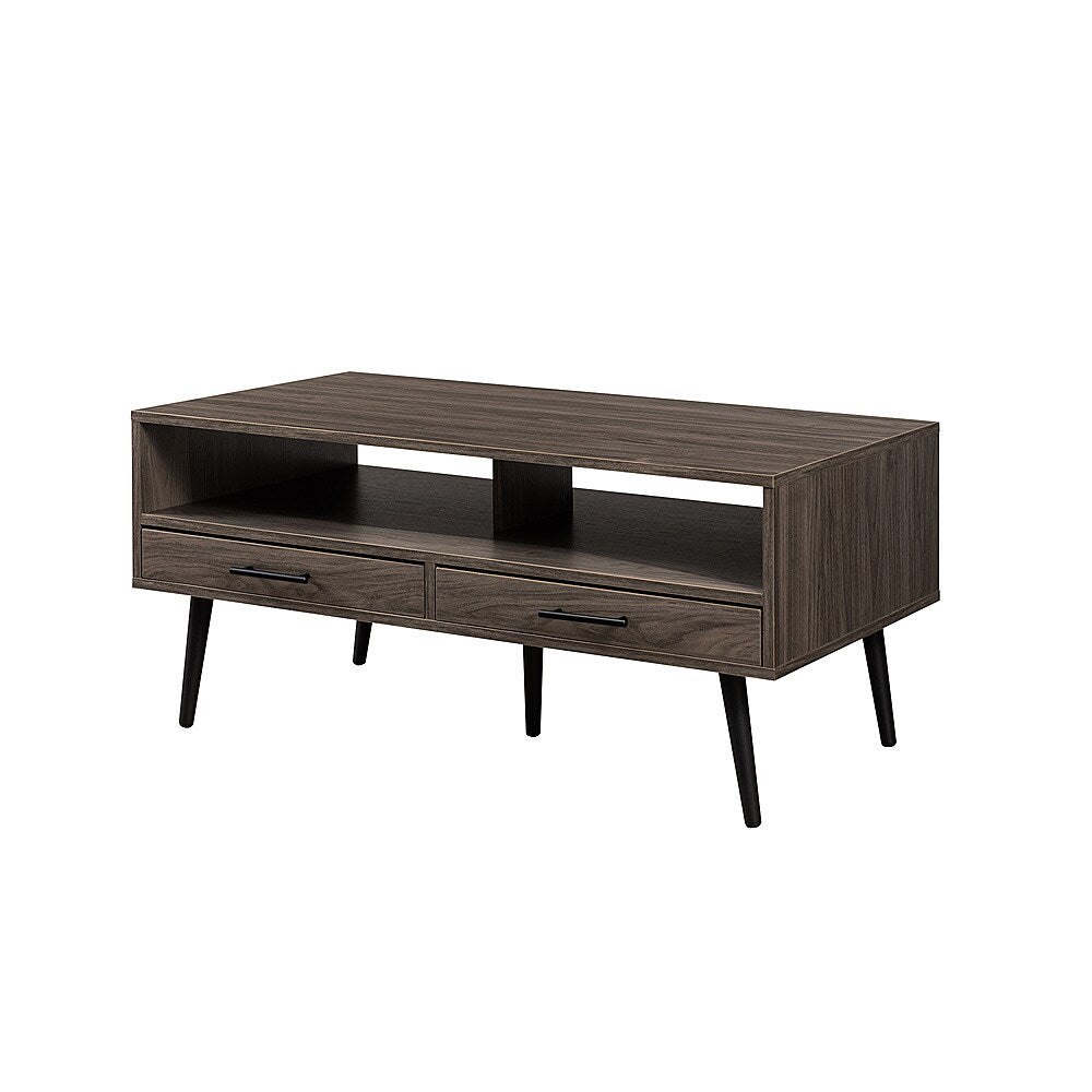 Walker Edison - Contemporary 2-Drawer Coffee Table with Open Storage - Slate Grey/Black_1