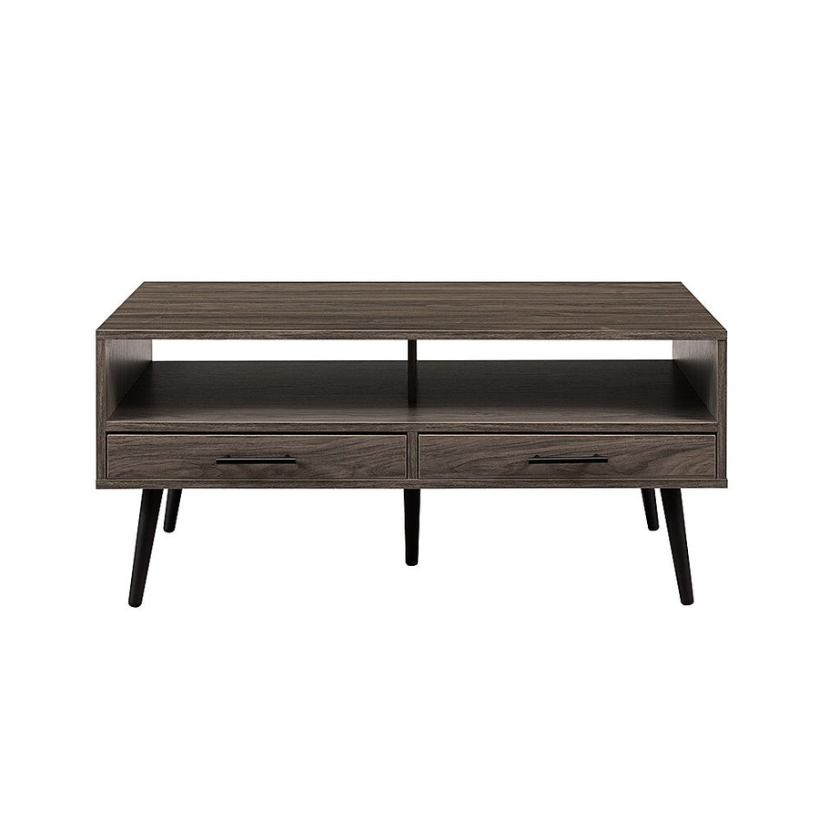 Walker Edison - Contemporary 2-Drawer Coffee Table with Open Storage - Slate Grey/Black_0