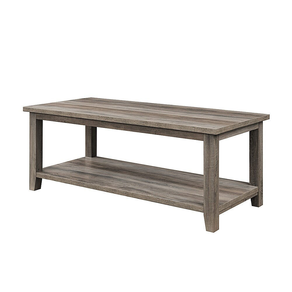 Walker Edison - Modern Minimal Coffee Table with Lower Shelf - Grey Wash_1