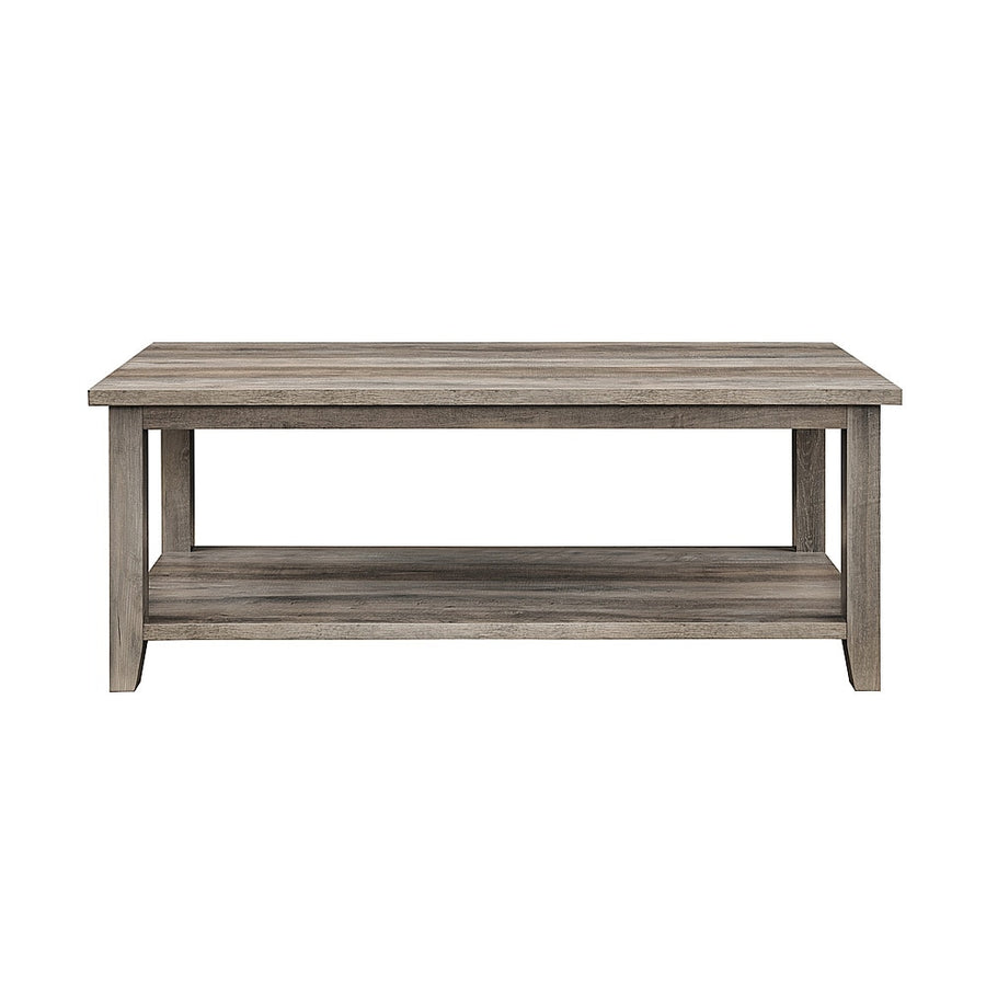 Walker Edison - Modern Minimal Coffee Table with Lower Shelf - Grey Wash_0