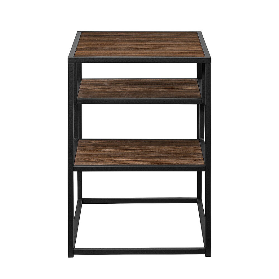 Walker Edison - Modern Minimal Side Table with Floating Shelves - Dark Walnut_0