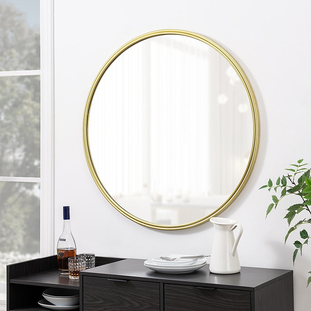 Walker Edison - Modern Minimalist Round Wall Mirror - Gold_9