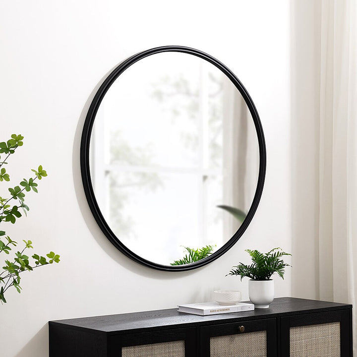 Walker Edison - Modern Minimalist Round Wall Mirror - Black_9
