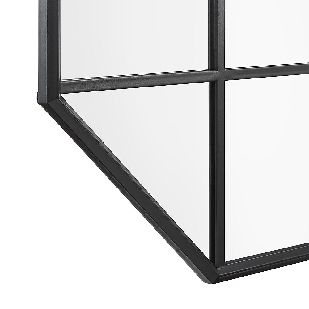 Walker Edison - Contemporary Windowpane Hanging Wall Mirror - Black_7