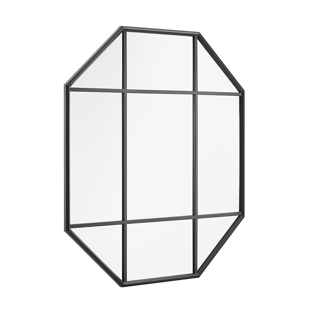 Walker Edison - Contemporary Windowpane Hanging Wall Mirror - Black_1