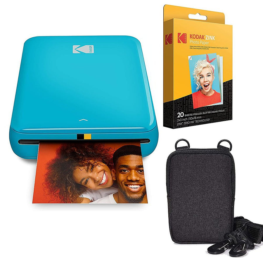 Kodak - Step AMZRODMP20K2BL 2x3 Instant Photo Printer Zink Technology, Bluetooth/NFC with Carrying Case and Zink Paper - Blue_0