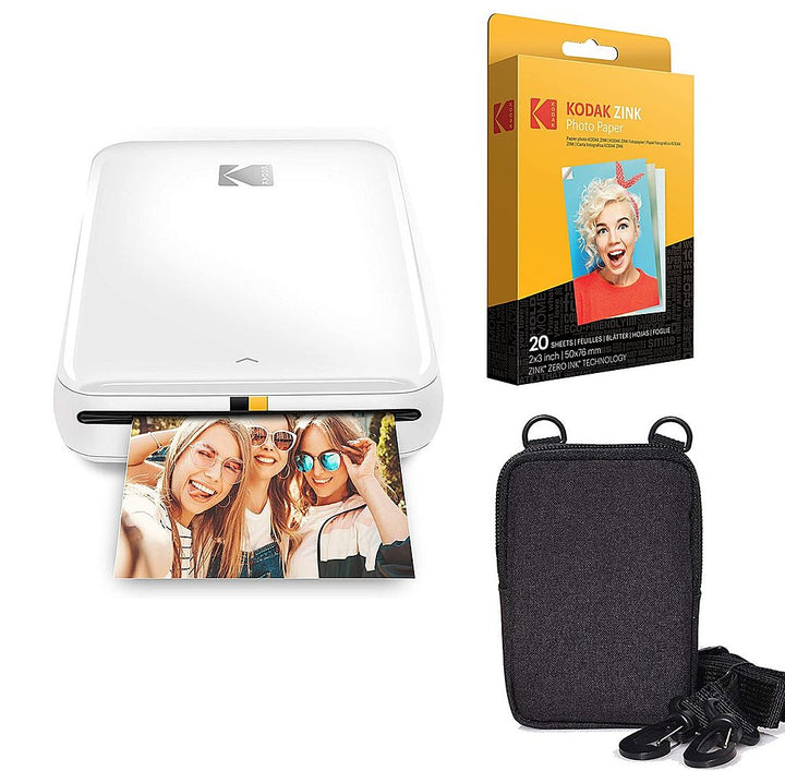 Kodak - Step AMZRODMP20K2W 2x3 Instant Photo Printer Zink Technology, Bluetooth/NFC with Carrying Case and Zink Paper - White_0
