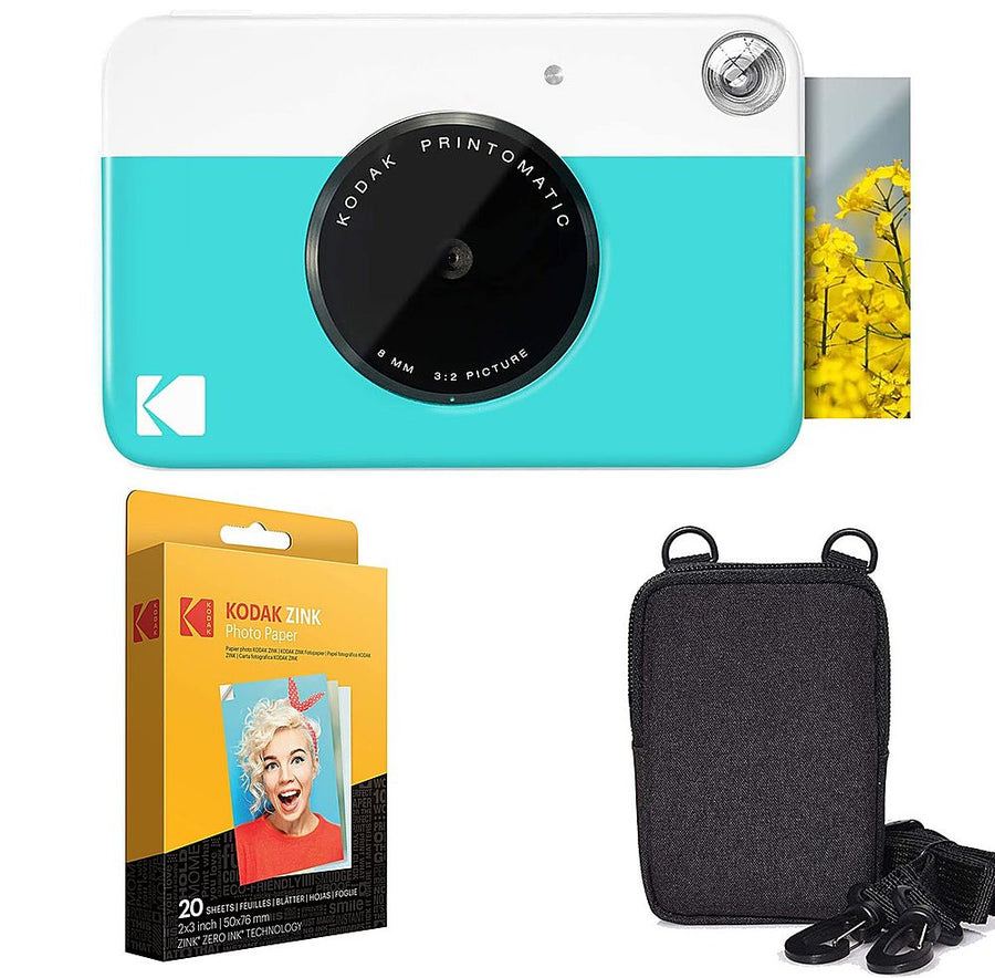 Kodak - Printomatic AMZRODOMATICK1BL 2x3 Instant Print Camera Zink Technology with Carrying Case and Zink Paper - Blue_0