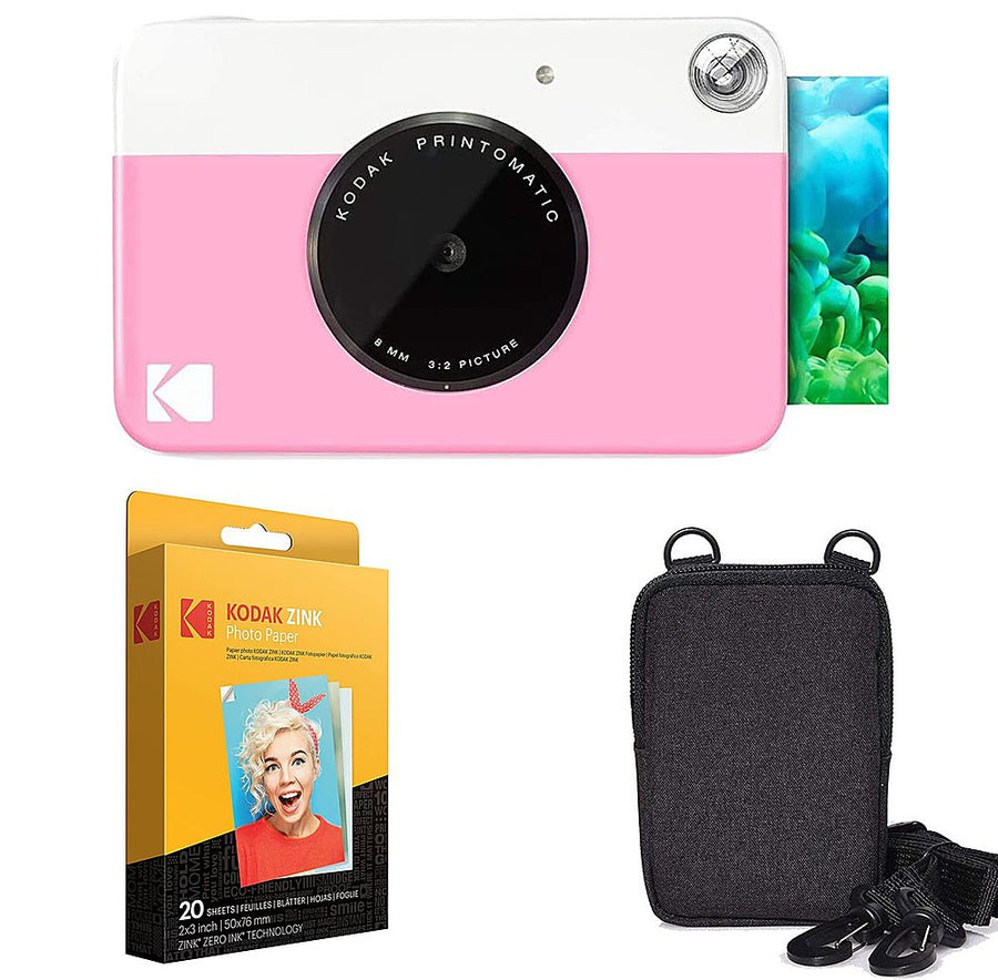 Kodak - Printomatic AMZRODOMATICK1PK 2x3 Instant Print Camera Zink Technology with Carrying Case and Zink Paper - Pink_0