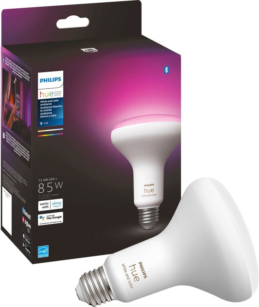 Philips - Hue White and Color Ambiance BR30 Bluetooth 85W Smart LED Bulb_0
