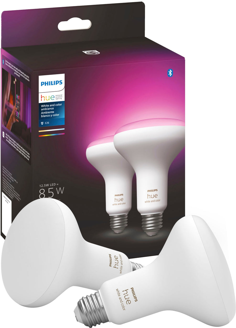 Philips - Hue White and Color Ambiance BR30 Bluetooth 85W Smart LED Bulb (2-pack)_0