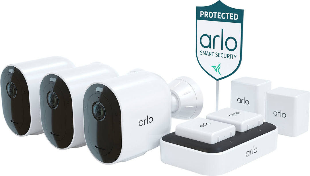 Arlo - Pro 5S 2K 3 Camera Indoor/Outdoor Wire Free Spotlight Security Camera Bundle - White_0