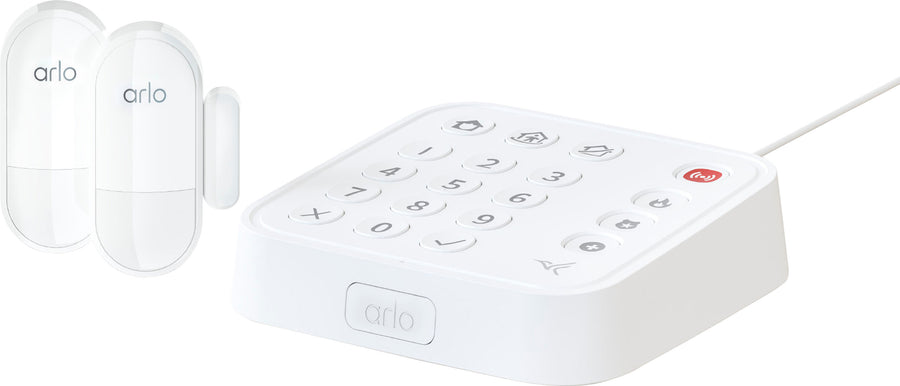 Arlo - Home Security System with Wired Keypad Sensor Hub and (2) 8-in-1 Sensors - White_0