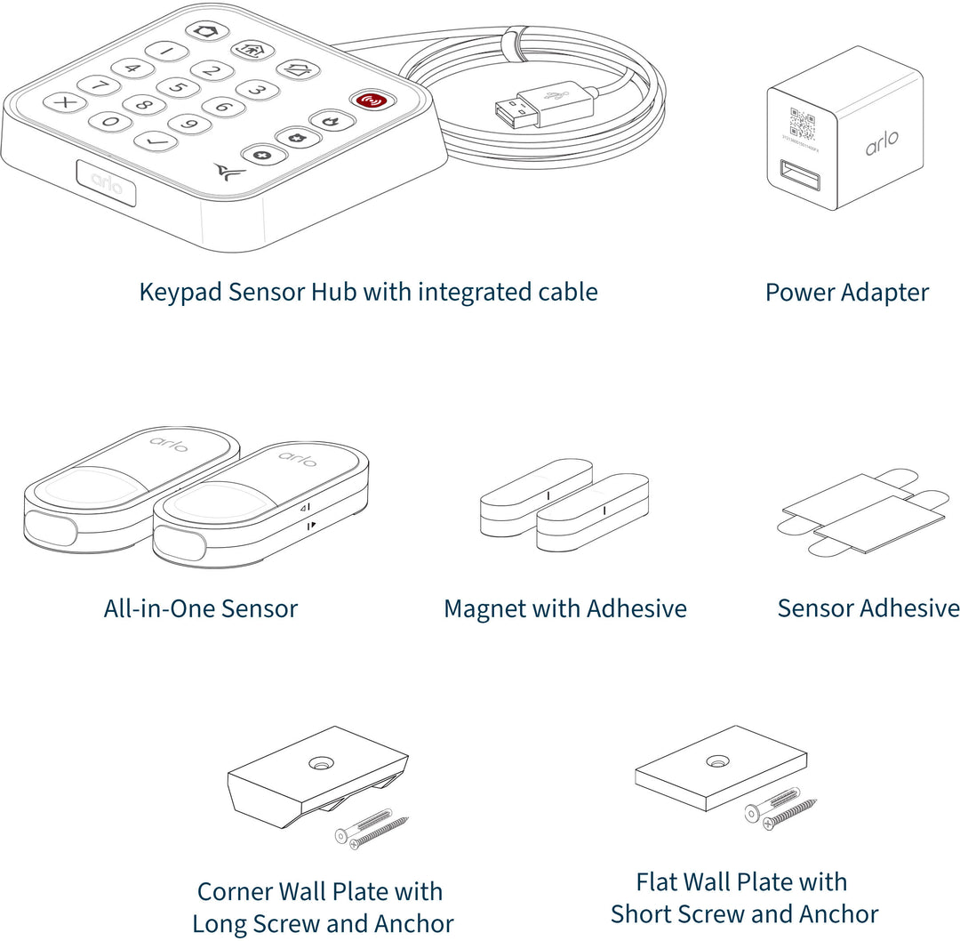 Arlo - Home Security System with Wired Keypad Sensor Hub and (2) 8-in-1 Sensors - White_8