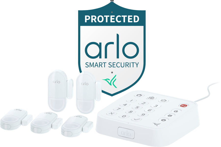 Arlo - Home Security System with Wired Keypad Sensor Hub, (5) 8-in-1 Sensors, and Yard Sign - White_0