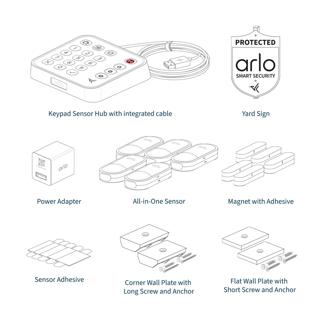 Arlo - Home Security System with Wired Keypad Sensor Hub, (5) 8-in-1 Sensors, and Yard Sign - White_8