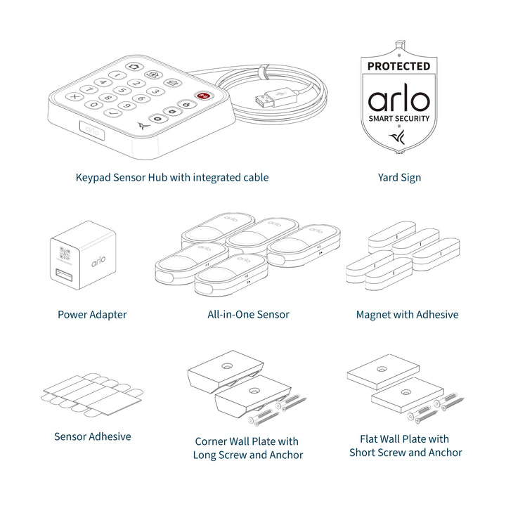 Arlo - Home Security System with Wired Keypad Sensor Hub, (5) 8-in-1 Sensors, and Yard Sign - White_8