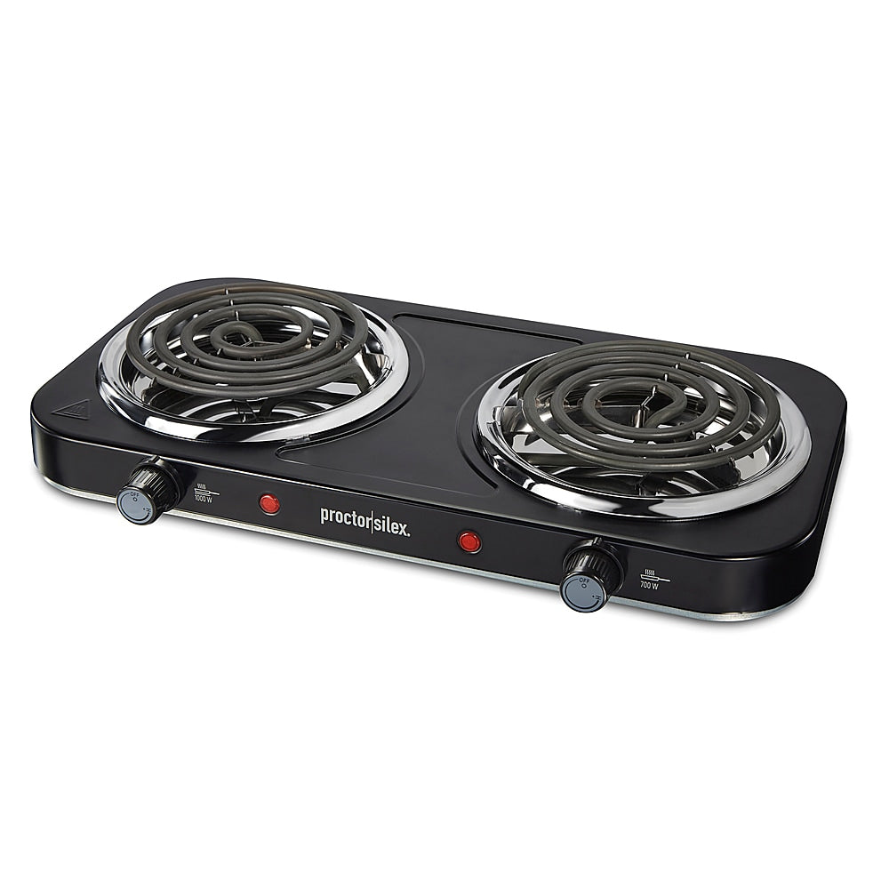 Proctor Silex Electric Double Burner Cooktop with Adjustable Temperature - BLACK_1