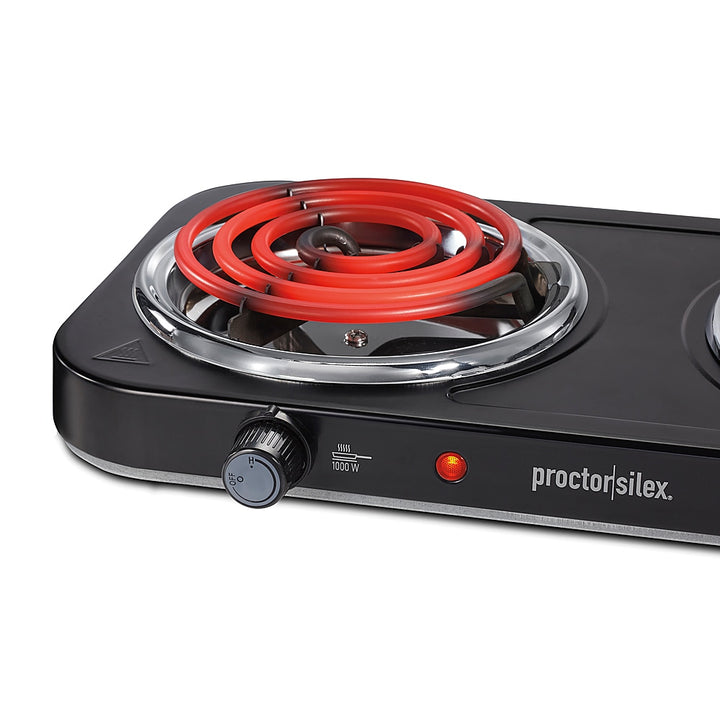 Proctor Silex Electric Double Burner Cooktop with Adjustable Temperature - BLACK_4
