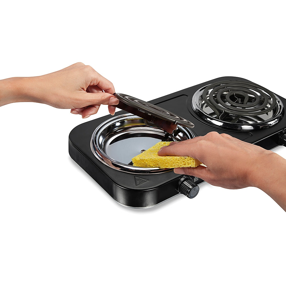 Proctor Silex Electric Double Burner Cooktop with Adjustable Temperature - BLACK_2