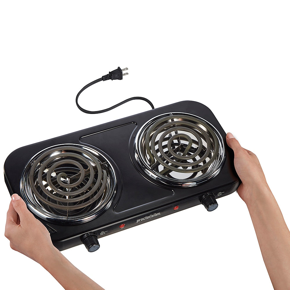 Proctor Silex Electric Double Burner Cooktop with Adjustable Temperature - BLACK_3
