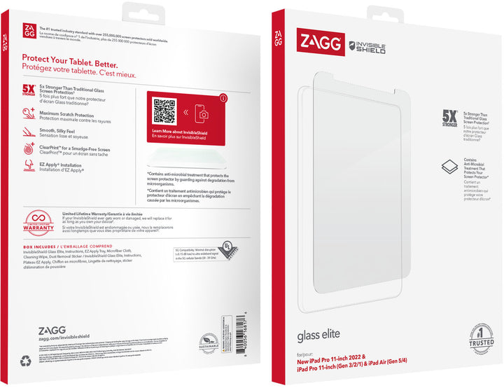 ZAGG - Glass Elite for Apple iPad 11" iPad Pro (Gen 1, 2, 3 & 4), iPad Air (10.9-inch Gen. 4 & 5)_2