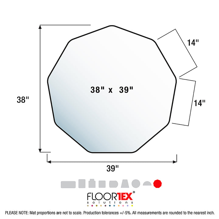 Floortex - 9Mat Polycarbonate 9-Sided Chair Mat for Hard Floors - 38" x 39" - Blue_5