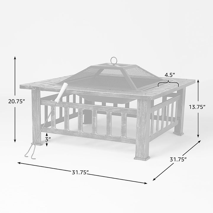 Fire Sense - Foxdale Square Wood-Burning Fire Pit - Brushed Bronze_2