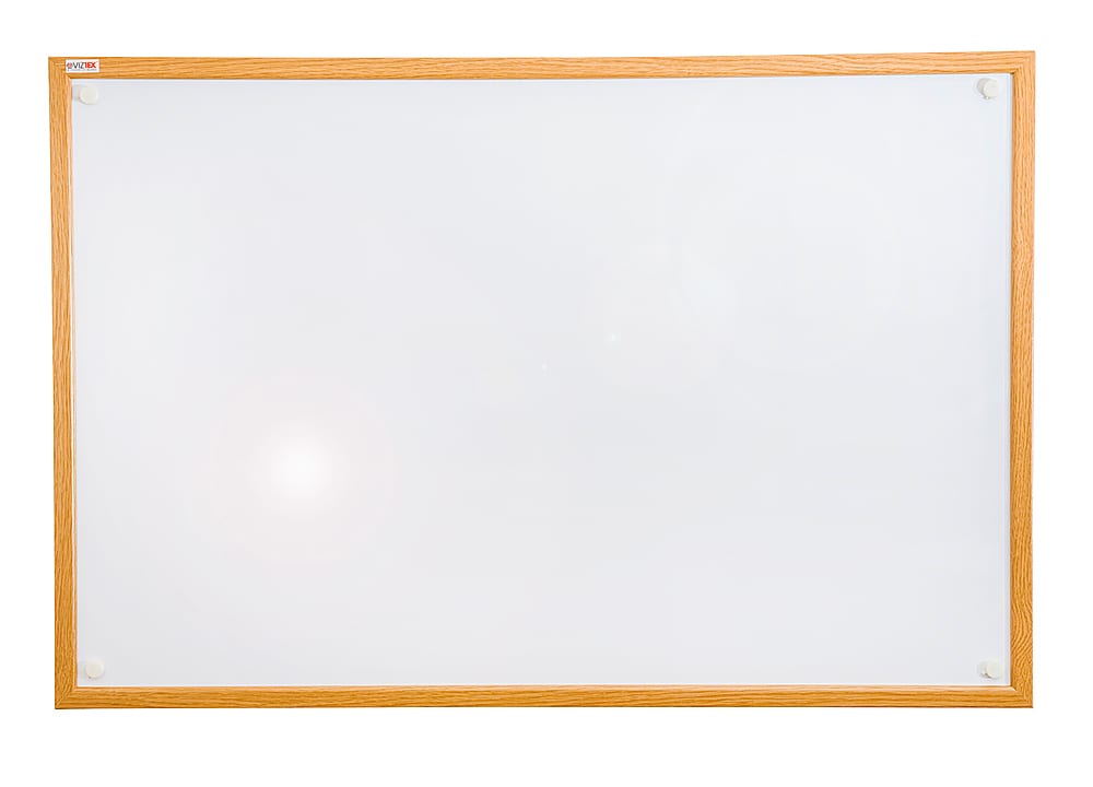 Floortex - Viztex Lacquered Steel Magnetic Dry Erase Boards with an Oak Effect Frame - 36" x 48" - White_0