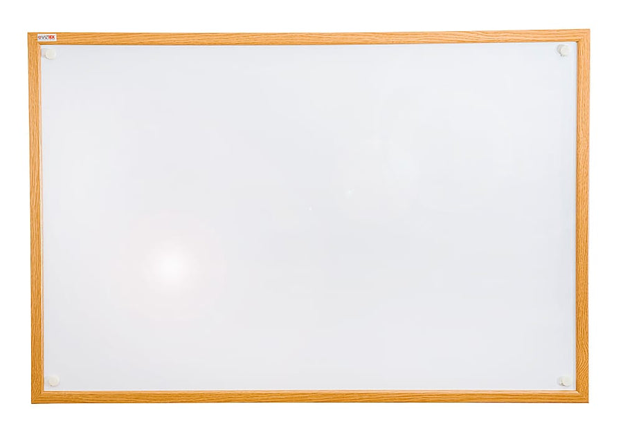 Floortex - Viztex Lacquered Steel Magnetic Dry Erase Boards with an Oak Effect Frame - 18" x 24" - White_0