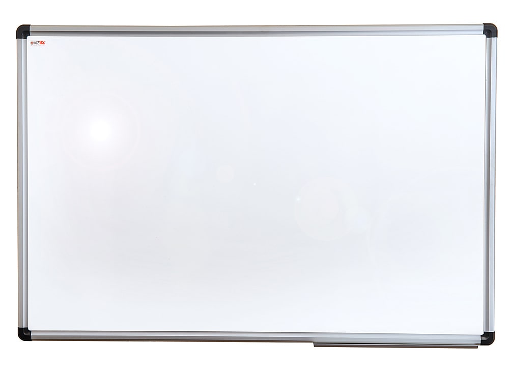 Floortex - Viztex Porcelain Magnetic Dry Erase Board with an Aluminum Frame - 48" x 36" - White_0