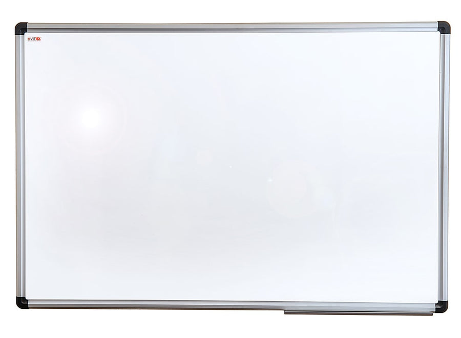 Floortex - Viztex Porcelain Magnetic Dry Erase Board with an Aluminum Frame - 48" x 36" - White_0