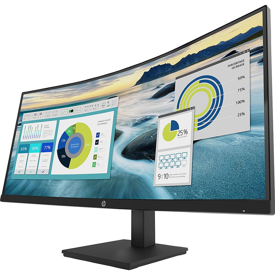HP - 34" VA LCD Curved 100Hz Monitor (USB, HDMI) - Black_0
