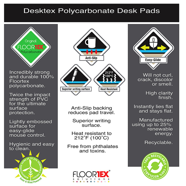 Floortex - Desktex Polycarbonate Rectangular Desk Pad with Anti-Slip Backing - 35" x 71" - Clear_4
